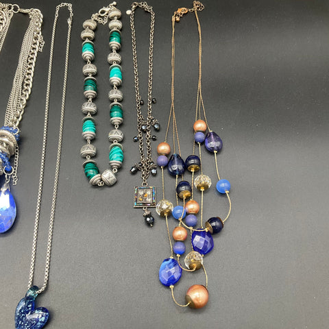 Fashion Costume Jewelry Lot of 8 Necklaces Vintage Modern Beaded Multi-Strand