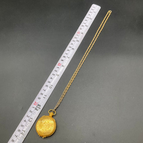 Vintage Max Factor Aquarius Zodiac Solid Perfume Pendant Necklace Gold Tone