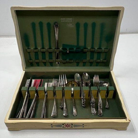Holmes & Edwards Silver Plate Flatware Lot Mixed Patterns Vintage w/ Chest