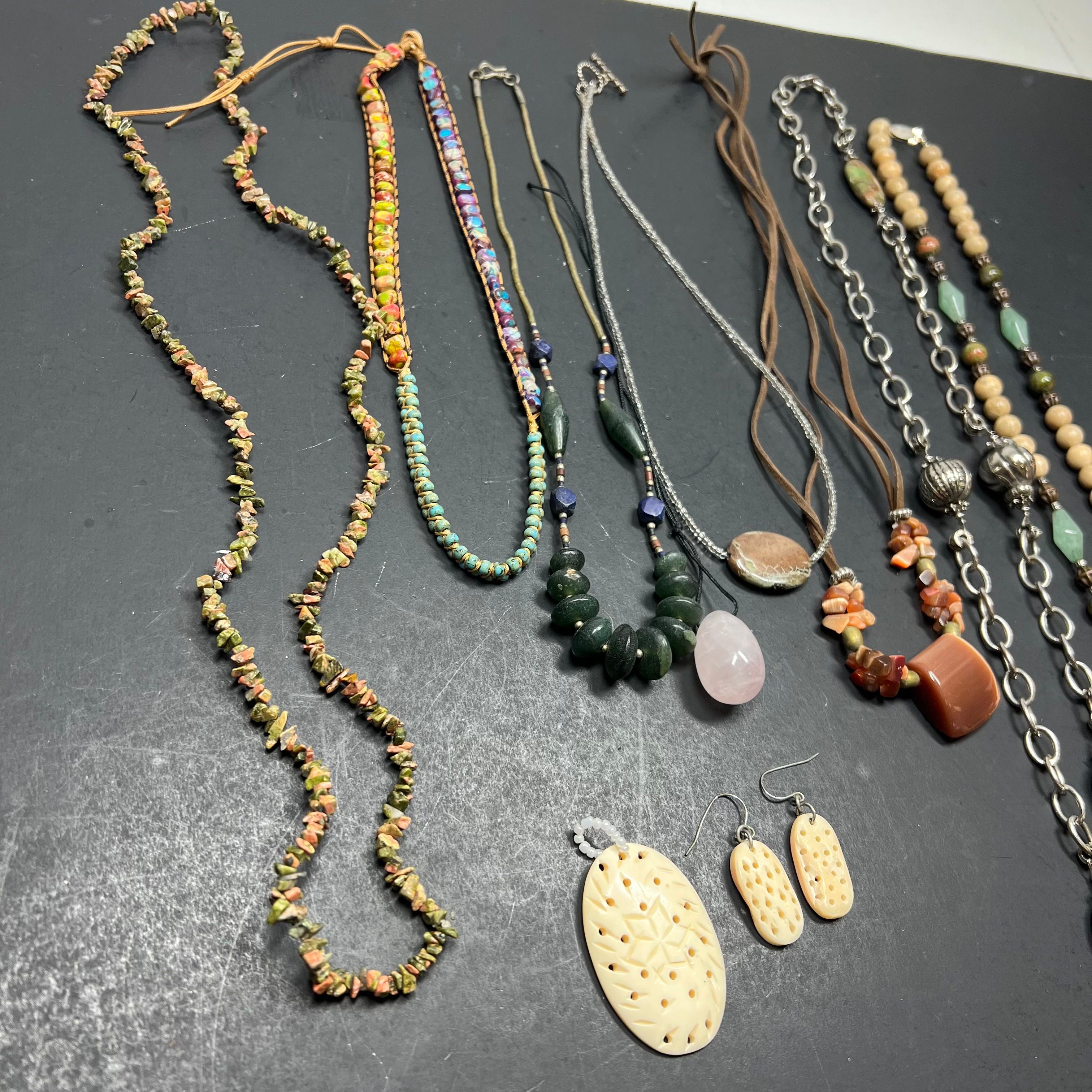 Natural Stone Mixed Jewelry Lot Necklaces Bracelets Beaded
