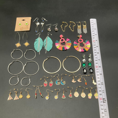 Fashion Jewelry Lot 28 Pairs Hoops Dangles Studs Novelty Enamel Boho City Gems