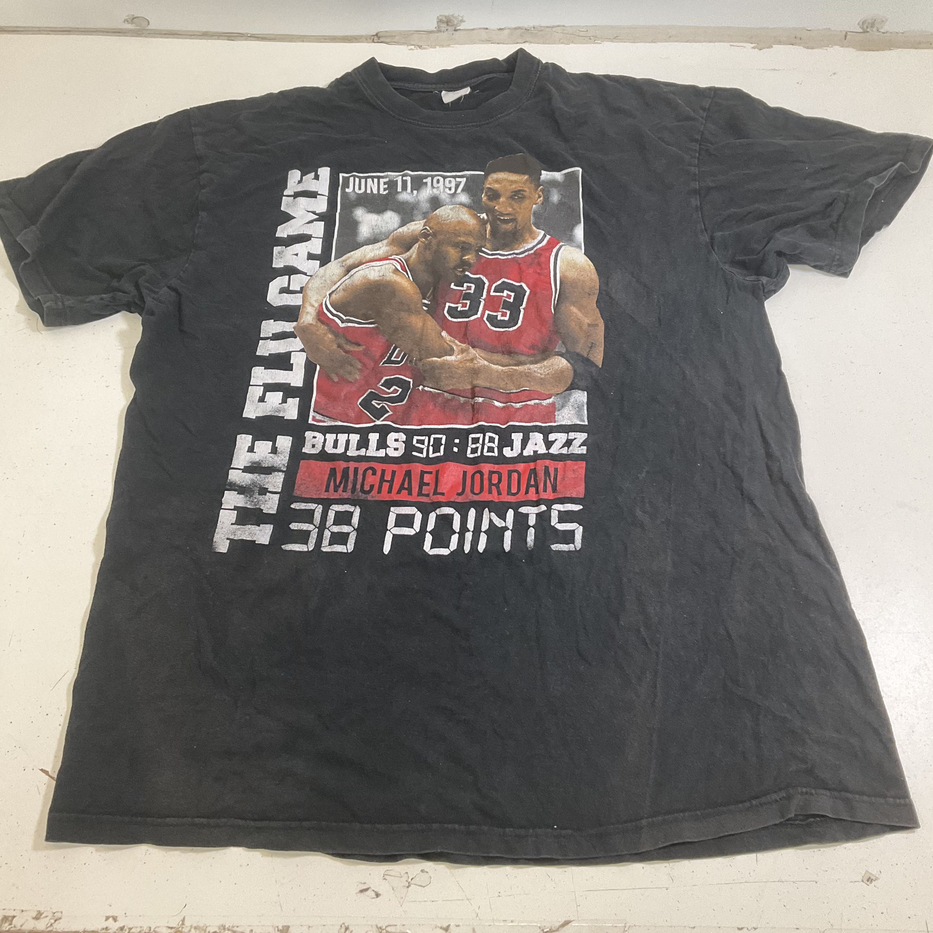Vintage Y2K Michael Jordan The Flu Game 1997 Faded Black T-Shirt Men's 3XL