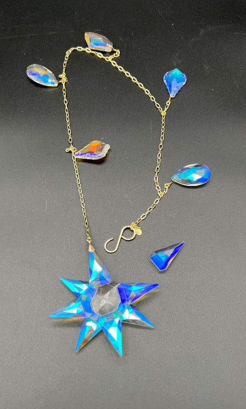 Vintage Kirks Folly Swarovski Crystal AB Star Suncatcher Ornament For Repair