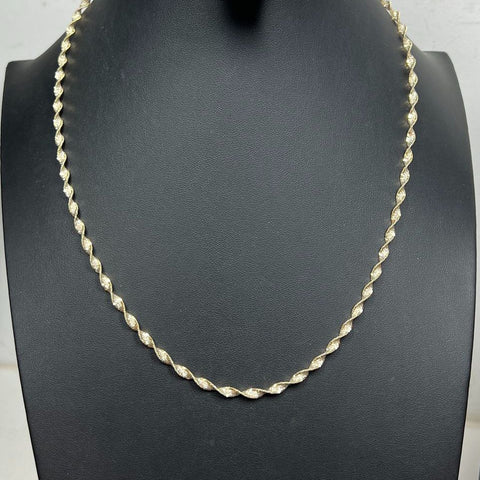 Sterling Silver Two tone Twist Chain Necklace 10.87g