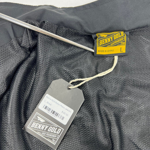 Benny Gold Men's Nylon Plane Jacket Black Full Zip Embroidered Logo NWT Sz L