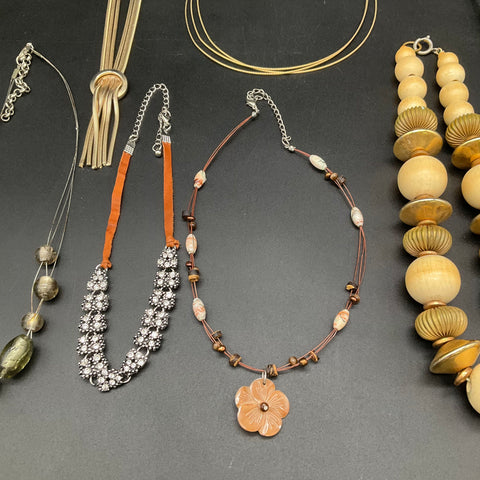 Fashion Costume Jewelry Lot of 9 Necklaces Statement Boho Rhinestone Beaded