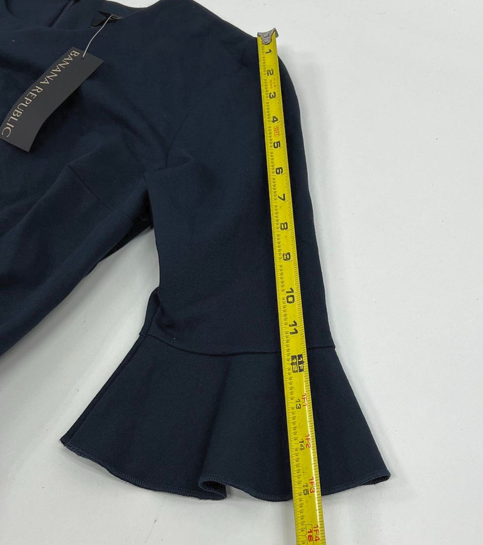 NWT Women's Banana Republic Blue Ruffle Sleeve Fitted Back Zip Dress - Size 0