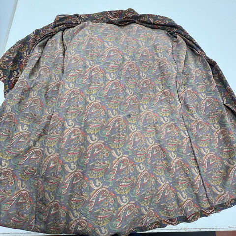 Vintage 80s Davco Paisley Print 100% Silk Robe Kimono Loungewear Sz OS