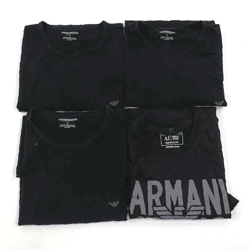 Men's Emporio Armani Jeans Black Short Sleeve T-shirt Lot of 4 - Size Medium