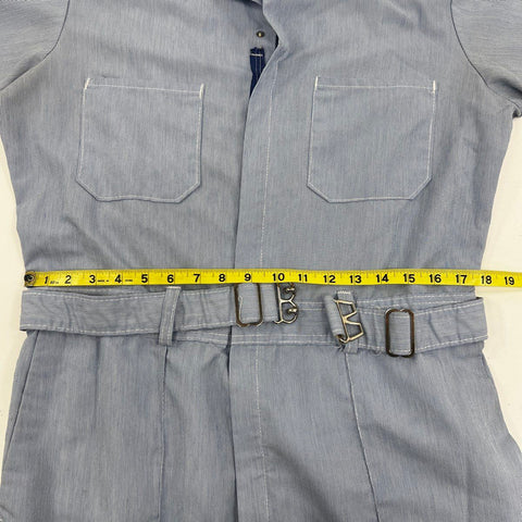 Vintage 80s Walls Hickory Stripe Short Sleeve Jumpsuit Coveralls USA Sz L