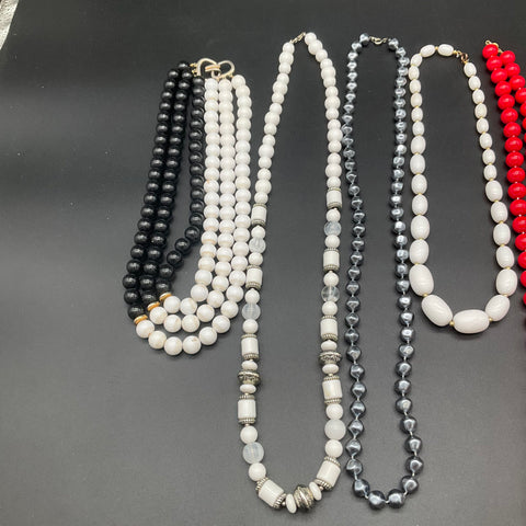Vintage and Modern Costume Jewelry Necklace Lot of 8 Beaded Statement Strands