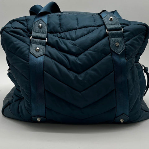 Cynthia Rowley Navy Blue Quilted Puffer Duffle Bag Large Travel Gym Bag