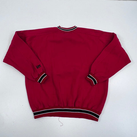 Vintage 90s Nebraska Huskers Lee Sport Striped Rib Pullover Sweatshirt Sz L