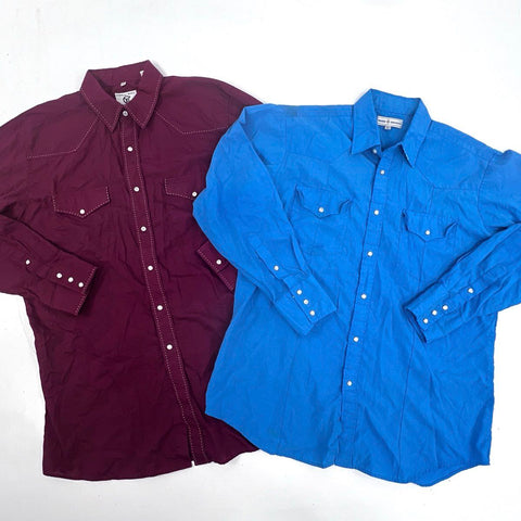 Vintage 80s Western Pearl Snap Shirt Lot Corral West Diamond Ranchwear Sz L
