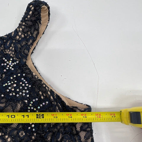 NWT Cachet Women's Black Lace Beaded Halter Maxi Gown Open Back Dress Size 8