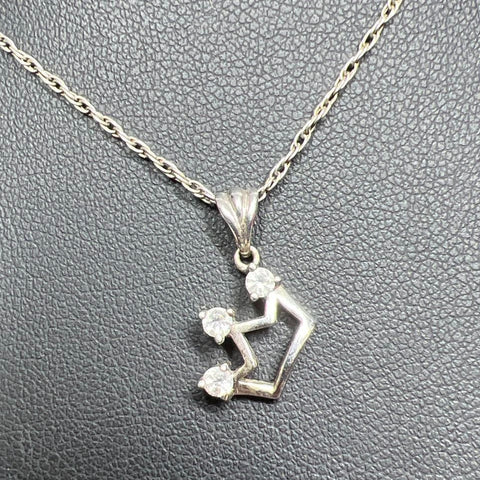 925 Sterling Silver Crown Gemstone Pendant Necklace 2.67g