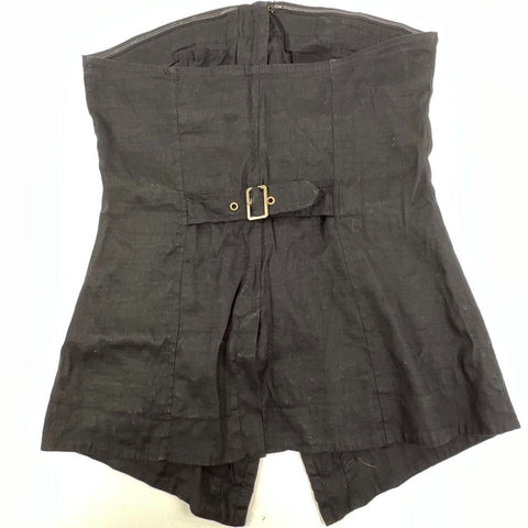 NWT Free People Between Us Black Linen Blend Strapless Corset Top Women's S
