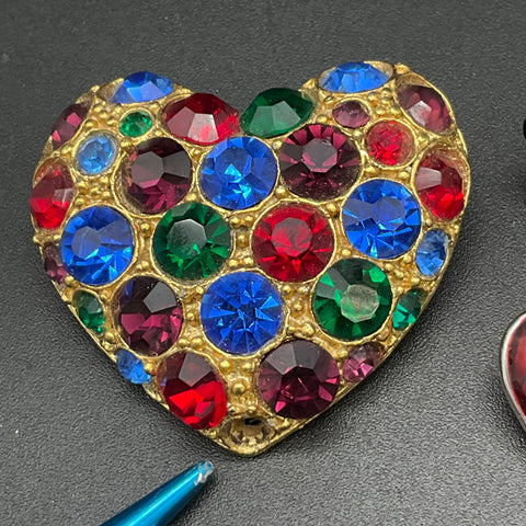 Vintage to Modern Mixed Costume Jewelry Brooch Lot of 17 Enamel Rhinestone 0.4lb