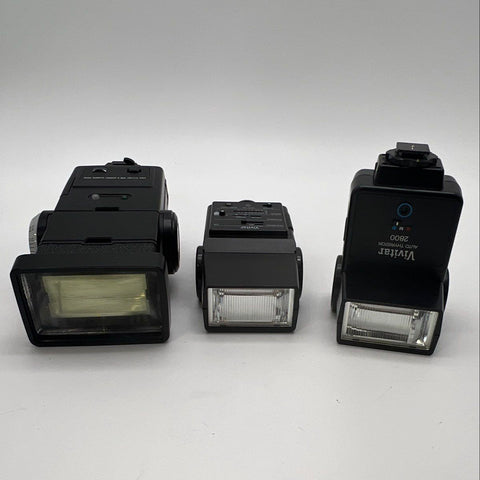 Vivitar Auto Thyristor Camera Flash Lot 285HV 550FD 2800 3 Pieces Vintage