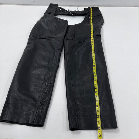 Vintage Leather King Biker Motorcycle Chaps Braided Black Leather Sz XL