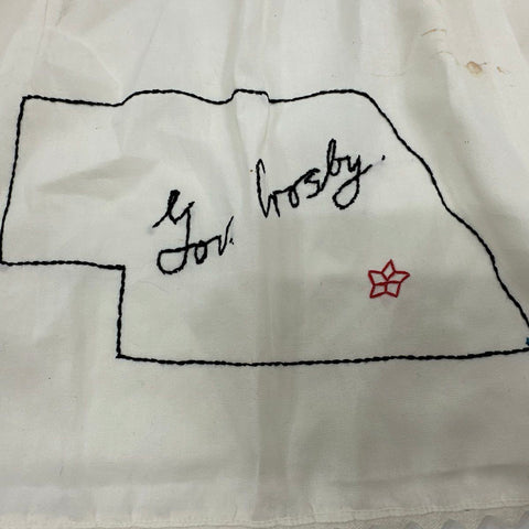 Vintage 50s Lot of 3 Women's Half Aprons Nebraska Gov Crosby Sheer Harlequin