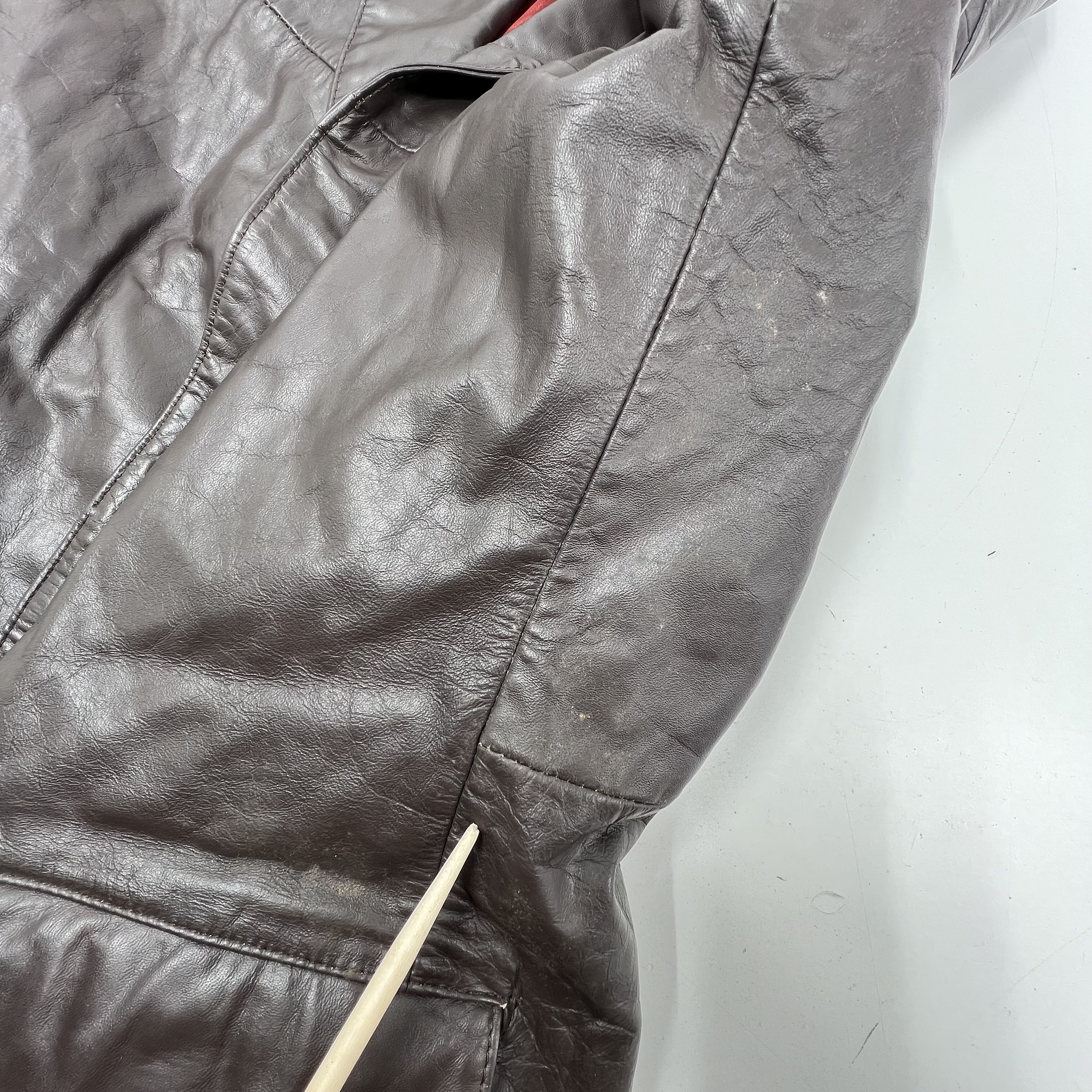 Vintage 70s Clipper Mist Brown Leather Car Coat Jacket Blazer Men's 44L