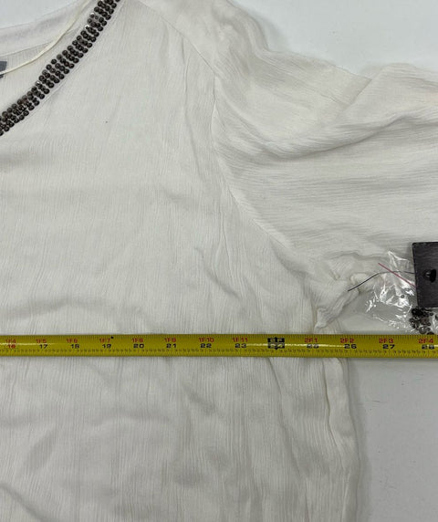 NWT Women's Ruff Hewn GREY White Beaded Long Sleeve Tunic Blouse - Size 3XL