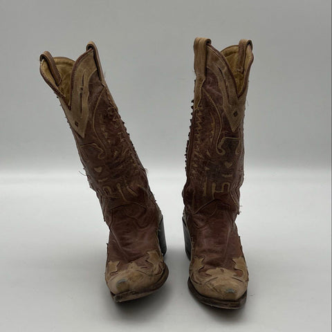 Justin R2227 Brown Leather Western Cowboy Boots Women's Size 6.5 M