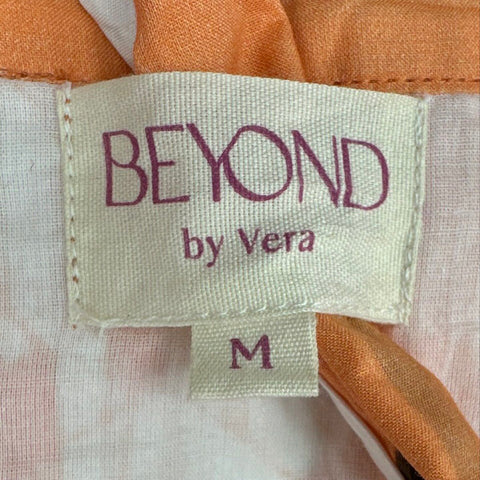Beyond By Vera Women's Orange Floral Pintuck Tiered Maxi Dress Size M