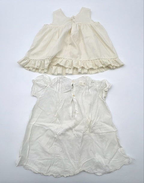 Vintage Lot 5 Baby Girls Dresses White Blue Lace Ruffle Pintuck Infant