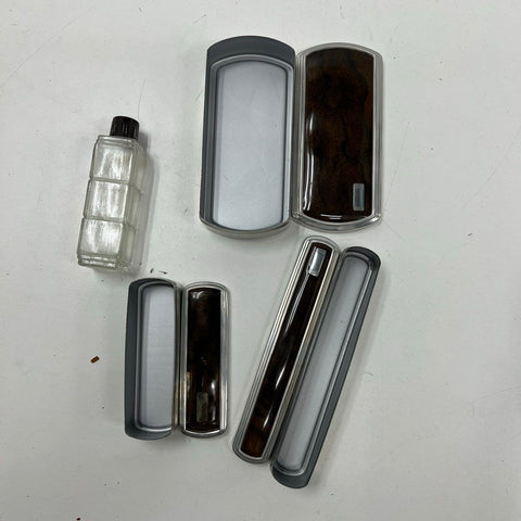 Vintage 1960s Mens Brown Leather Dopp Kit Travel Toiletry Grooming Set Case