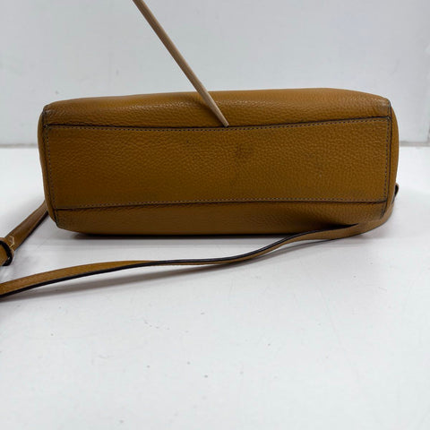 Coach Yellow Pebbled Leather Kelsey Satchel Crossbody Bag Silver Hardware