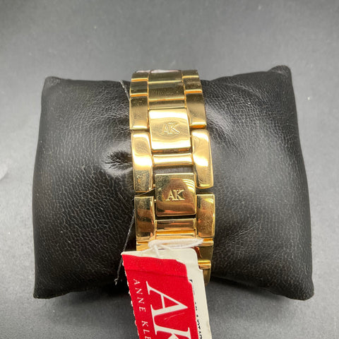 Anne Klein Gold Tone 10/7742 Rectangular Tortoise Resin Link Bracelet Watch