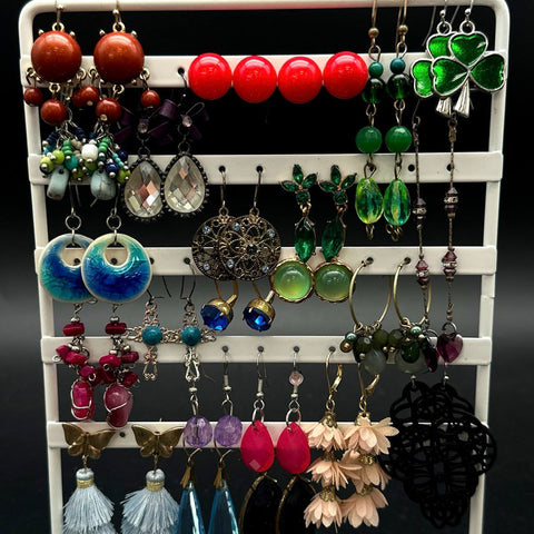 Mixed Fashion Costume Earring Lot 20+ Pairs Tassel Hoop Dangle Vintage to Modern