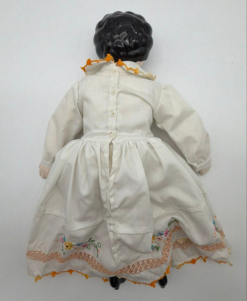 Antique China Head Doll Glazed Porcelain Cloth Body 17 Inch Painted Boots