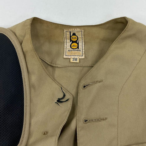 Vintage Bob Allen Tan Canvas Shooting Hunting Vest Recoil Pad Men's Size 38
