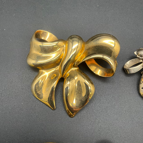 Vintage Avon Sterling Silver 925 Rhinestone Brooch Lot 5 Bow Faux Pearl