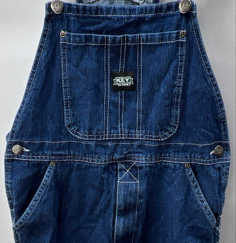 Key Apparel Denim Carpenter Workwear Overalls Dark Wash Hammer Loop Sz 18