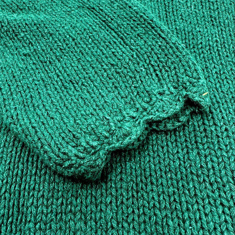 Vintage 90s Emerald Isle Floral Ribbon Embroidered Sweater Crochet Hem Sz L