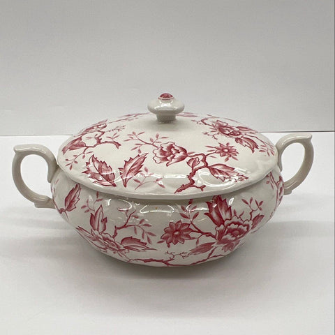 Double Phoenix Pink Flora Ironstone Covered Serving Dish Tureen Japan Vintage