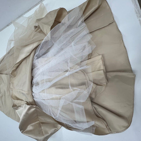 David's Bridal Women's NWT F15137 Formal Gown Champagne Strapless Tulle Sz 6