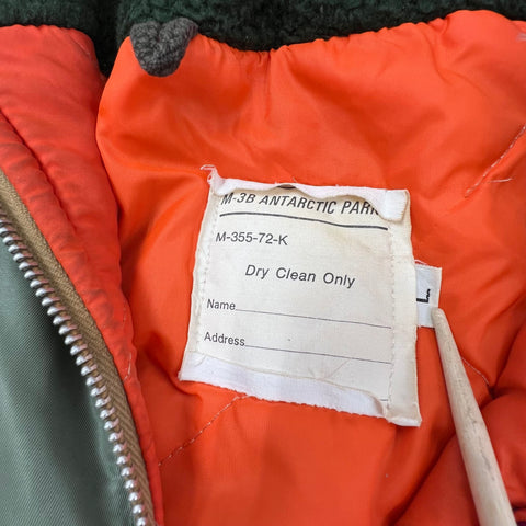 Vintage 70s Military Sage Green M-3B Antarctic Parka Jacket Coat Men's L