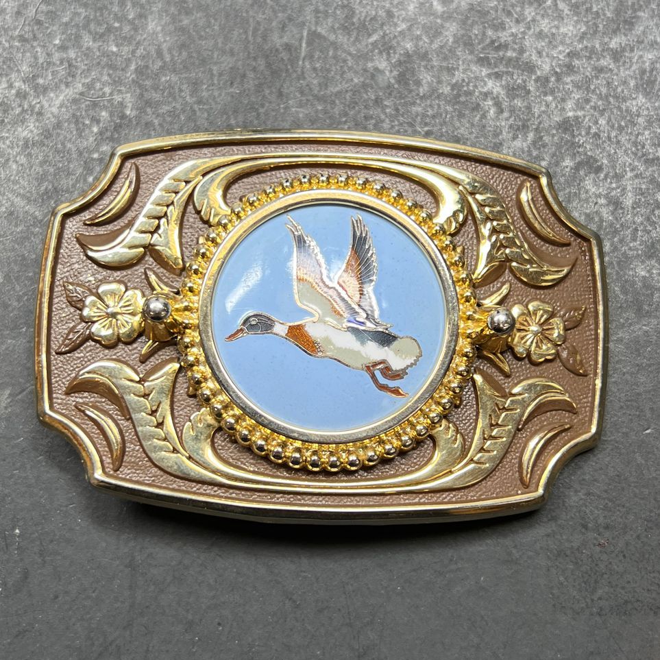 Ornate Duck Enamel Belt Buckle