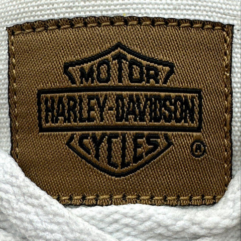 Harley-Davidson Baxter White Brown Canvas Low Top Sneakers Size 7.5