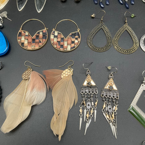 Bohemian & Retro Fashion Earrings Lot of 23 Pairs Tassel Feather Chandelier