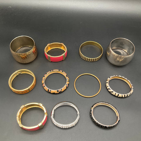 Fashion Jewelry Bracelet Lot 11 Bangles Cuffs Enamel Animal Print Rhinestones