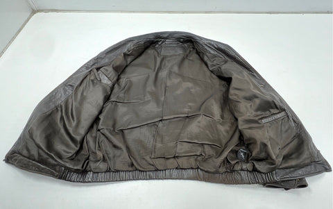 Roundtree & Yorke Men's Brown Leather Bomber Jacket Big & Tall Sz 2XT