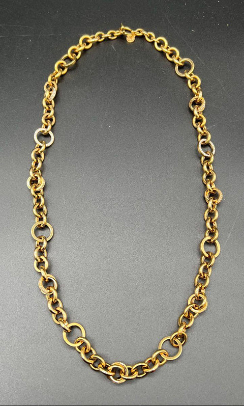 Michael Kors Gold-Tone Pave Crystal Chunky Link Toggle Necklace 26"