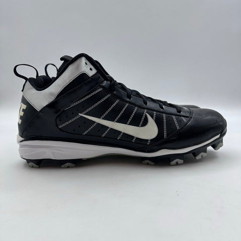 Nike Power Channel Baseball Cleats Black White Metallic Silver Size 15