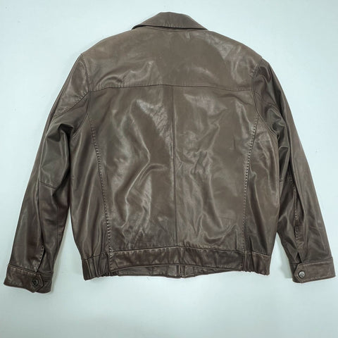 Marc New York Brown Leather Bomber Full Zip Jacket Men's M